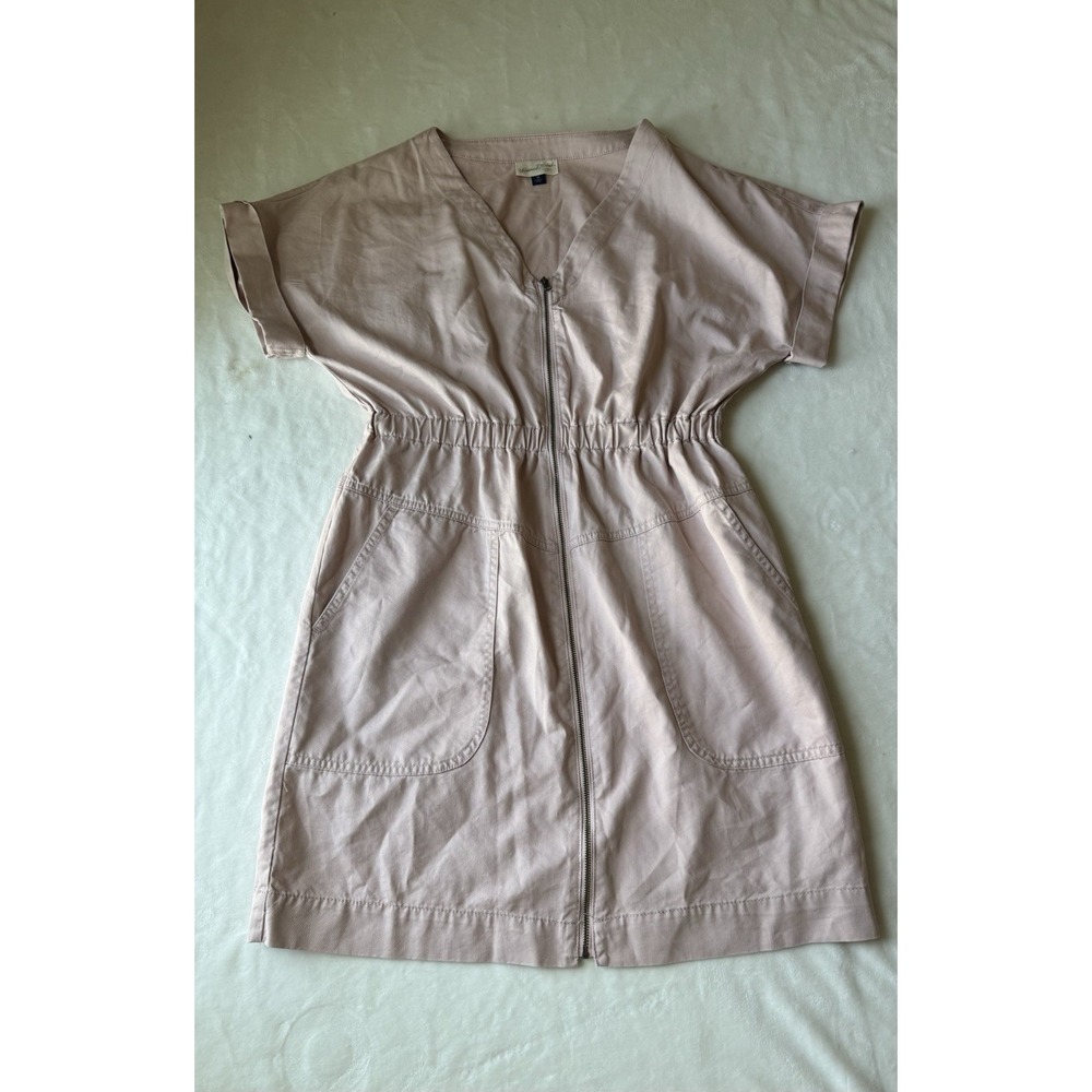 Universal Thread Pink Zip Front Utility Mini Dress Short Sleeve Cotton Lyocell M